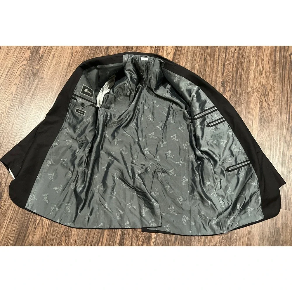 Brioni Super 150s Parlamento Size 48L In Black Brownish Made In Italy READ NOTES